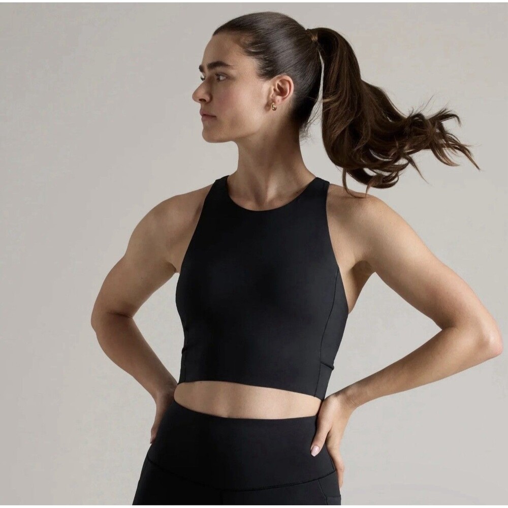 RHONE Black High-Neck Longline Sports Bra
